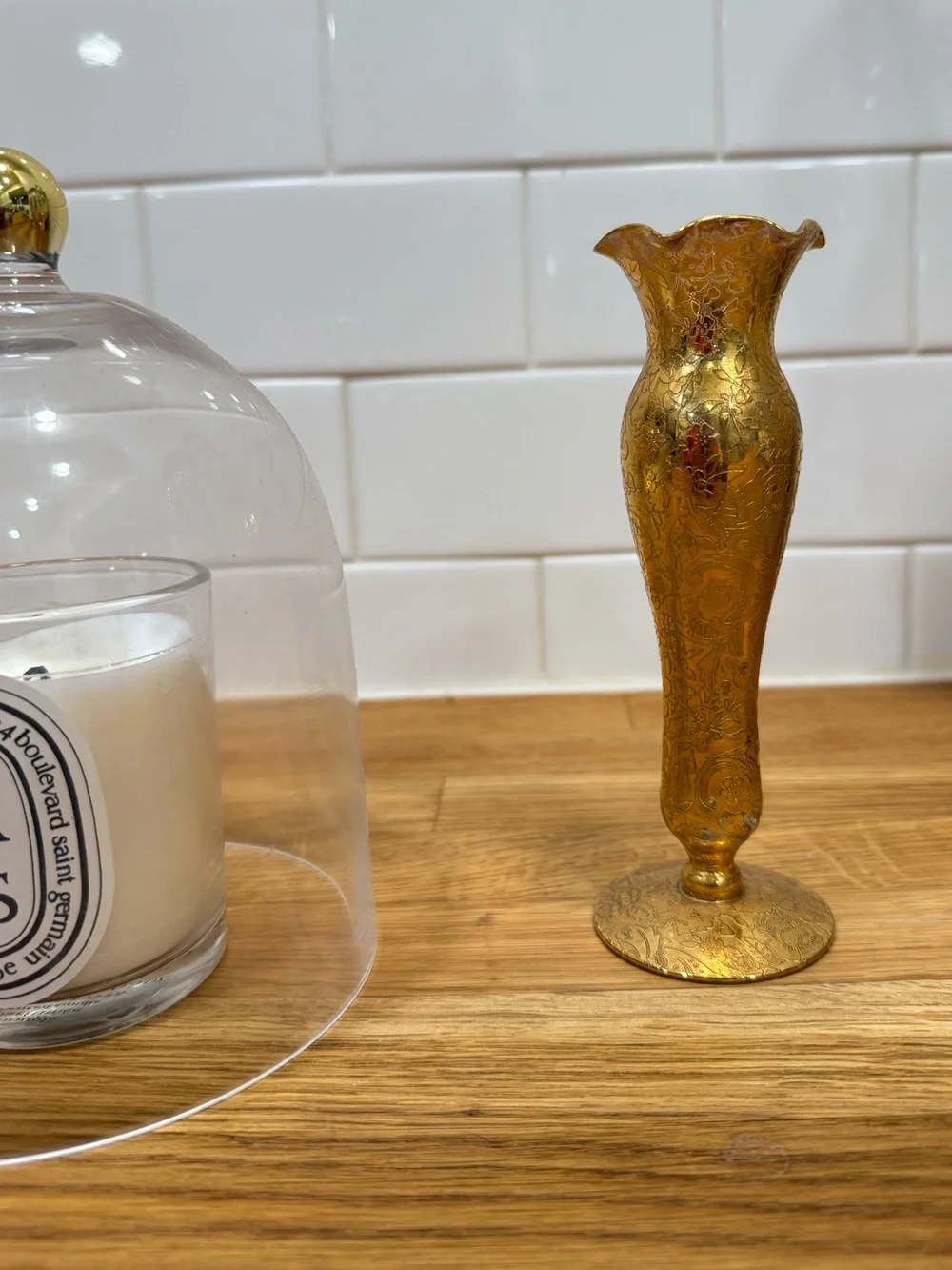 Vintage Gold Decorative Metal Bud Vase - Elegant Home Accent